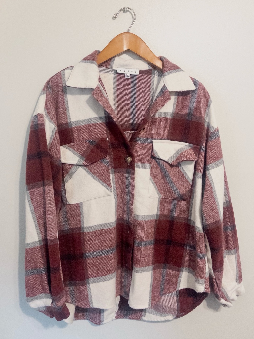 HYFVE Burgundy Plaid Shacket - Women